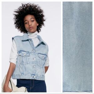 NWT. Zara Blue Denim Vest. Size XXL.